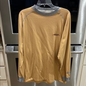 Men's Casual Long Sleeve Shirt in Mustard and Gray